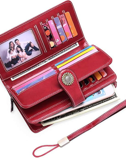 SENDEFN Wallets for Women Leather Credit Card Holder with RFID Blocking Large Capacity Wristlet | with RFID Blocking, Large Capacity, Wristlet, with RFID Blocking, Large Capacity, Wristlet