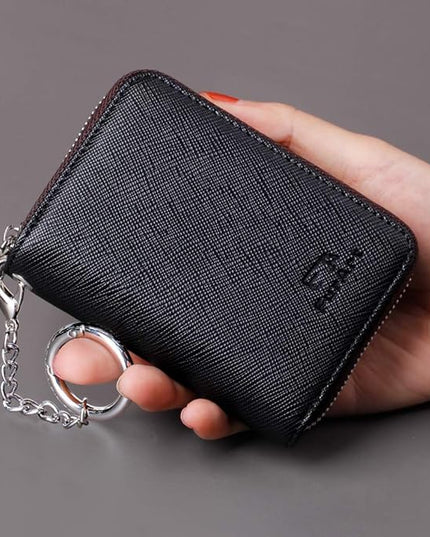 FurArt Zipper Wallet Women, RFID Blocking Credit Card Wallet, Business Card Holder, Compact Size KeyChain Wallet