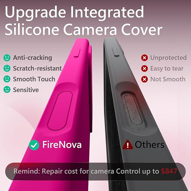 FireNova Magnetic for iPhone 17 Pro Case, Compatible with MagSafe, [Integrated Silicone Camera Control Button] [Camera Protection] Anti-Scratch Microfiber Lining Phone Case, 6.3", Hot Pink