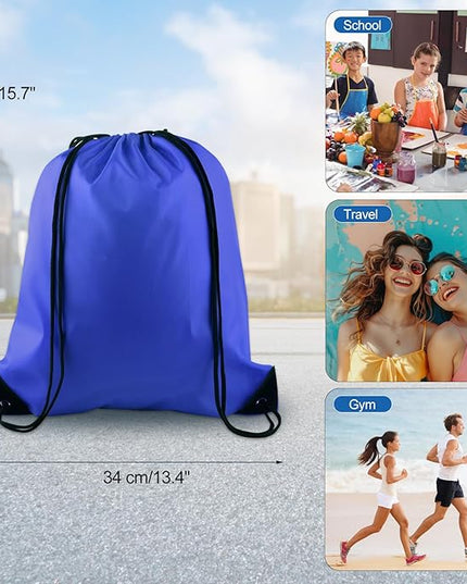 KUUQA 25Pcs Drawstring Backpack Bags String Backpack Sport Bag Sack Cinch Tote Gym Backpack Bulk for Gym Sport Traveling,Royal Blue