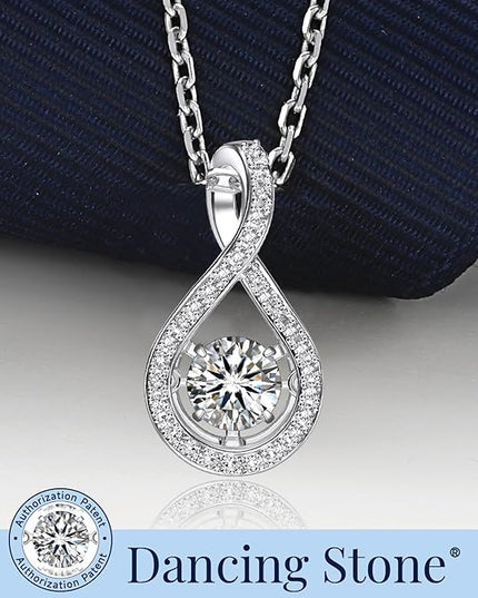 MomentWish Necklace for Women, Sparkling Gift for Her, 1Carat Moissanite Heart Pendent for Her, 925 Sterling Silver Dance Necklace for Anniversary Christmas Valentines