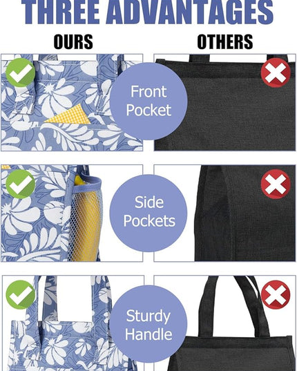 Fmeida Insulated Lunch Bag Women, 6.75L Small Lunch Bags with Multiple Pockets, Reusable Thermal Cooler Tote for Work, Office, Picnic, Travel | Hook and Loop Closure, Violet Whisper