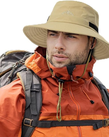 TOP-EX L/XL/XXL UV50+ Waterproof Bucket Sun Hat for Fishing Golf Hiking All-Weather Outdoor Rain Hat Stiff Brim