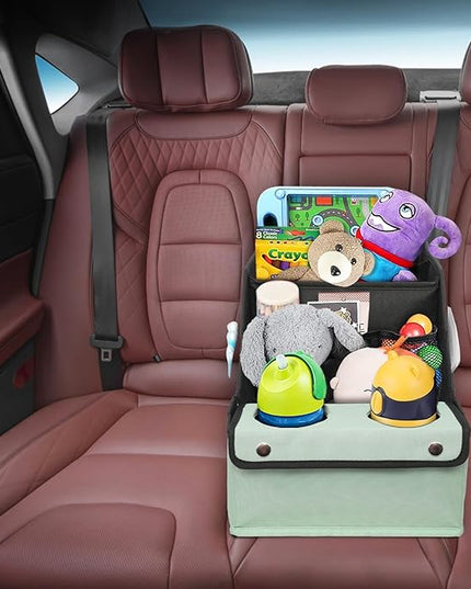 MULISOFT Car Seat Organizer - Backseat Car Organizer with 11 Storages Compartments and 2 Cup Holders, Green
