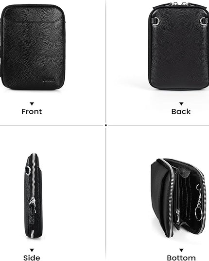 befen Genuine Leather Crossbody Cell Phone Purse for Women, Small Zip Around RFID Blocking Crossbody Wallet Bags