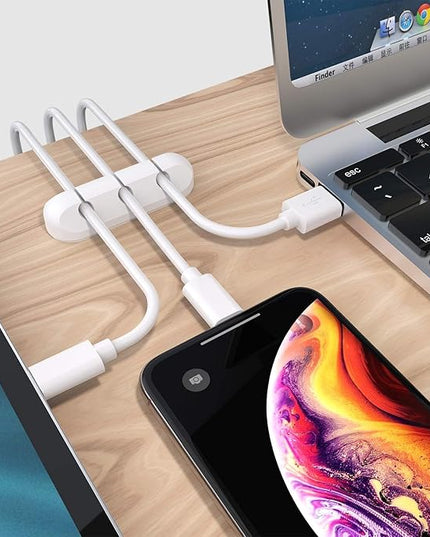 SOULWIT Cable Holder Clips, 3-Pack Cable Management Cord Organizer Clips Silicone Self Adhesive for Desktop USB Charging Cable Nightstand Power Cord Mouse Cable Wire PC Office Home