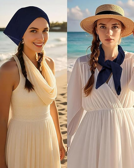 27" Cotton Hair Bandana for Women, Ladies Solid Color Neck Scarf Women's Square Scarves for Beach Dating Leisure