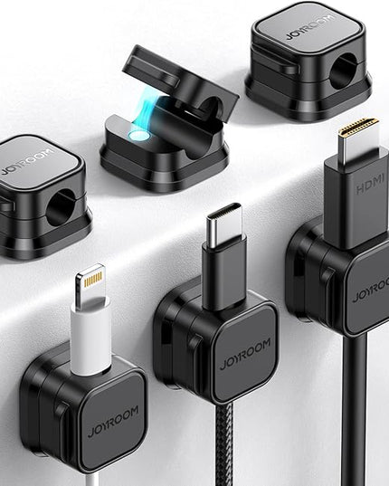 6 Pack Magnetic Cable Clips [Cable Smooth Adjustable] Cord Holder, Under Desk Cable Management, JOYROOM Adhesive Wire Holder Keeper Organizer for Home Office Desk Phone Car Wall Desktop Nightstand