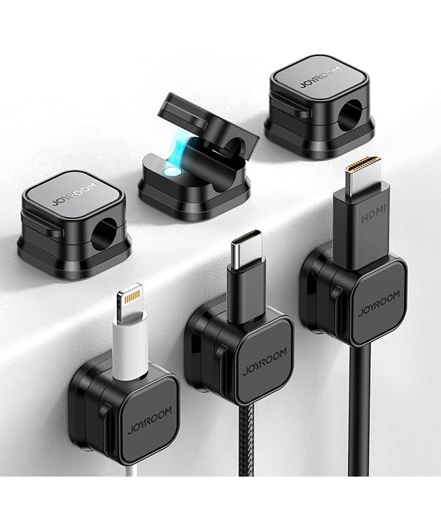 6 Pack Magnetic Cable Clips [Cable Smooth Adjustable] Cord Holder, Under Desk Cable Management, JOYROOM Adhesive Wire Holder Keeper Organizer for Home Office Desk Phone Car Wall Desktop Nightstand