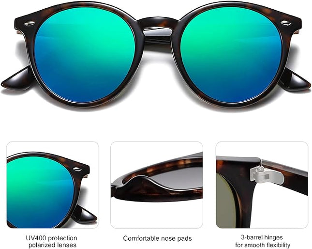 SOJOS Retro Round Polarized Sunglasses for Women Men Classic Vintage Sunnies SJ2069