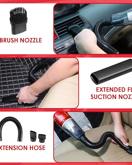 Viewsun 17PCS Car Cleaning Kit, Car Interior Detailing Kit with Red High Power Handheld Vacuum, Detailing Brush Set, Windshield Cleaner, Cleaning Gel, Complete Auto Accessories for Women