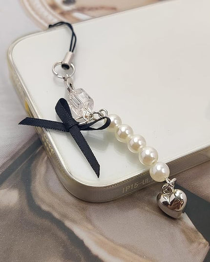 2 Pack Phone Charms, Cute Aesthetic Beaded PhoneCharm Strap Phone Lanyard String PhoneChain Accessories for Bag Keychain Airpods Camera Pendants