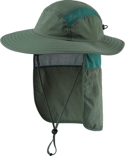 Home Prefer UPF 50+ Mens Wide Brim Fishing Hat with Neck Flap Sun Hat for Men Women Sun Protection Cap