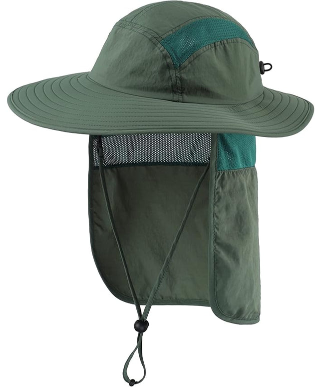 Home Prefer UPF 50+ Mens Wide Brim Fishing Hat with Neck Flap Sun Hat for Men Women Sun Protection Cap