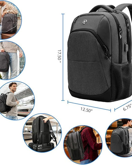 Swissdigital Design Travel Laptop Backpack for Men and Women, College Backpack with USB Charging Port for Fits 16 Inch Notebook, Grey | SD1670-02