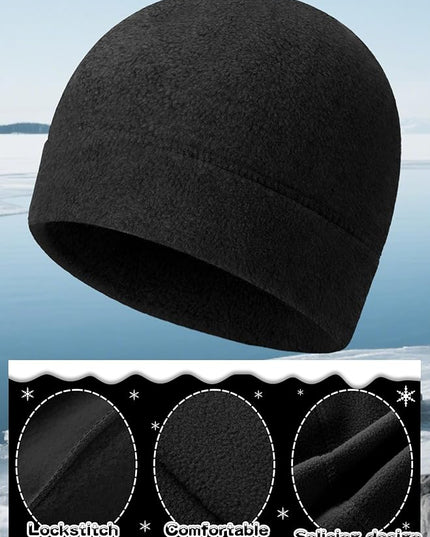 6 Pcs Fleece Skull Cap Men Fleece Beanie Winter Watch Hat Warm Polar Beanie Cap Thick Windproof Unisex for Outdoor Exercising