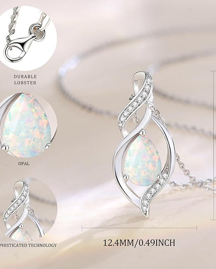 FANCIME Birthstone Necklace for Women Teardrop Necklace S925 Sterling Silver Infinity Love Birthday Gifts for Mom Women Girls, 16"+2" Inches