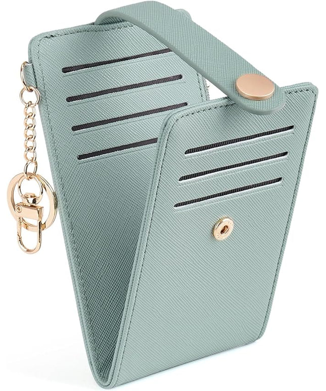POIUGOYA Slim Wallet for Women,RFID Blocking Bifold Credit Card Holder with Zipper Coin Pocket,ID Window,Keychain