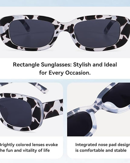 Dollger Rectangle Sunglasses for Women Men Trendy Retro Fashion Sunglasses UV 400 Protection Square Fram