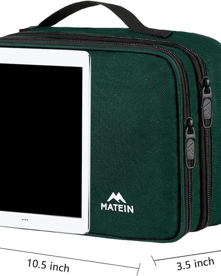 MATEIN Electronics Travel Organizer, Double Layers Charger Organizer with Sturdy Handle for Travel Accessories, Tech gifts for Men and Women, Medium Tech Case for Cable Management, Peacock Blue