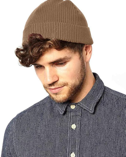 50% Wool Warm Cuffed Swag Knit Short Fisherman Beanie for Men Women Winter Hats Trawler Skull Cap