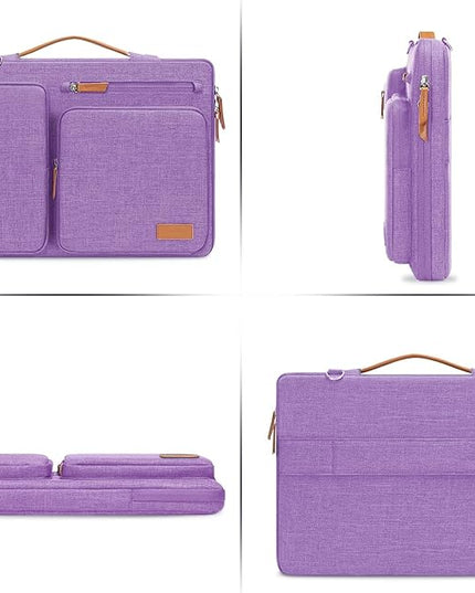 MOSISO 360 Protective Laptop Shoulder Bag,13 inch Computer Bags Compatible with MacBook Air M4 M3 M2 M1 2025-2018/Pro 13 2025-2016,Side Open Messenger Bag with 4 Zipper Pockets, Lilac