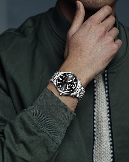 CIVO Analog Wrist Watches for Men: Waterproof Stainless Steel Mens Watches - Silver Watch with Easy Read Dial Men's Watch for Gift