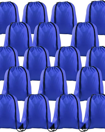 KUUQA 20Pcs Drawstring Backpack Bag Bulk Blue Drawstring Bags String Backpack Sport Gym Sack Bags Foldable Storage Bag for Women Men Shopping Gym Travel Sports