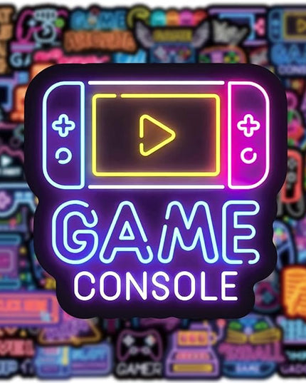 50Pcs Neon Game Stickers, Video Game Stickers, Gamer Waterproof Vinyl Decals for Laptop, Water Bottle, Skateboard, Gamer Decor, Party Favors Gifts