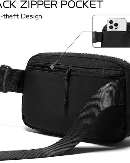 Belt Bag for Women Fanny Pack Crossbody Bags for Women Fashion Waist Packs with Adjustable Strap Gifts for Teenage Girls Women Men (Black)