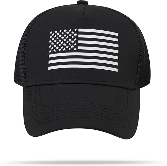IIN American Flag Mesh Baseball Cap, Patriotic Trucker Hat for Men Women, Quick-Dry Breathable Design, Adjustable Snapback