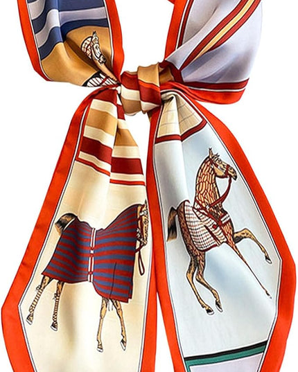 Head Scarf Purse Handle Neck Satin Hair Scarfs For Bag Lightweight Silky Long Thin Women's Fashion Scarves 59 * 5.9”