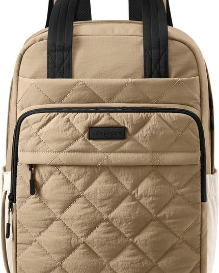 LOVEVOOK Travel Backpack for Women, 15.6 Inch Quilted laptop Backpack With Pouch Pocket for Large Capacity Cup, Large Capacity Work Bag College Bookbag, Carry On Personal Item Bag