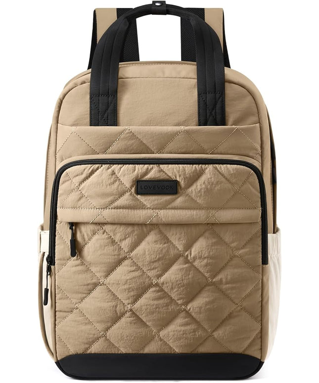 LOVEVOOK Travel Backpack for Women, 15.6 Inch Quilted laptop Backpack With Pouch Pocket for Large Capacity Cup, Large Capacity Work Bag College Bookbag, Carry On Personal Item Bag