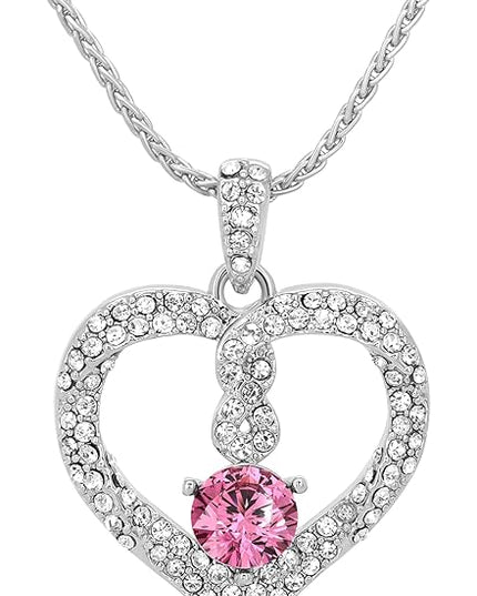 TRYNDI Birthstone Necklace for Women - Infinity 12 Months Birthstone Necklace, Christmas Gifts for Wife, Daughter, Girlfriend, Mom - Mother’s Day, Valentine’s, Anniversary, Birthday Gift for Her