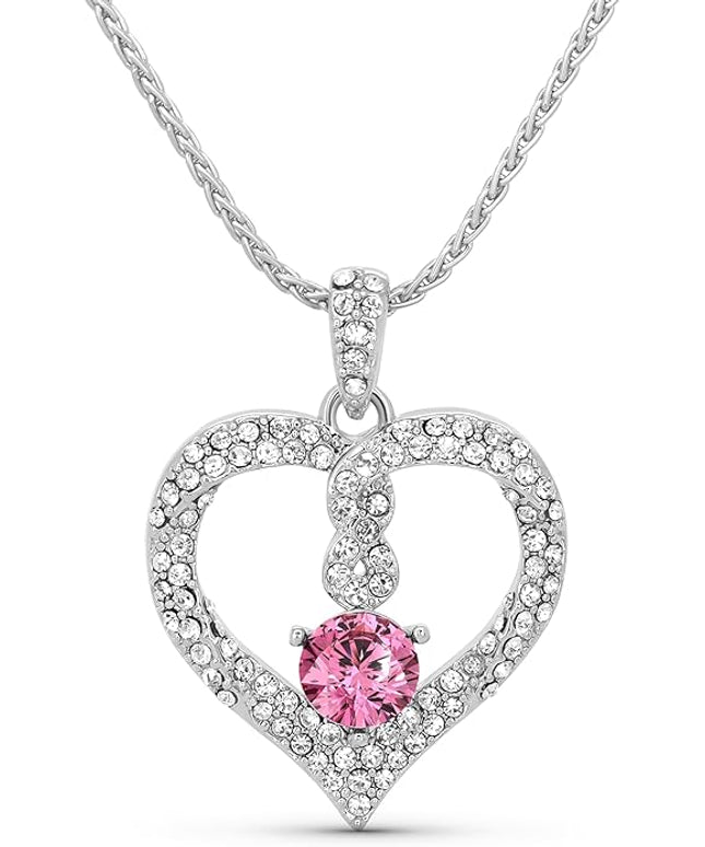TRYNDI Birthstone Necklace for Women - Infinity 12 Months Birthstone Necklace, Christmas Gifts for Wife, Daughter, Girlfriend, Mom - Mother’s Day, Valentine’s, Anniversary, Birthday Gift for Her