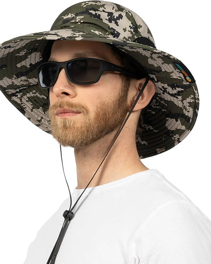 SUN CUBE Wide Brim Sun Hat Men Women, Fishing Hats Sun UV Protection, Mens Hiking Bucket Hat Safari Beach Boonie, UPF 50+