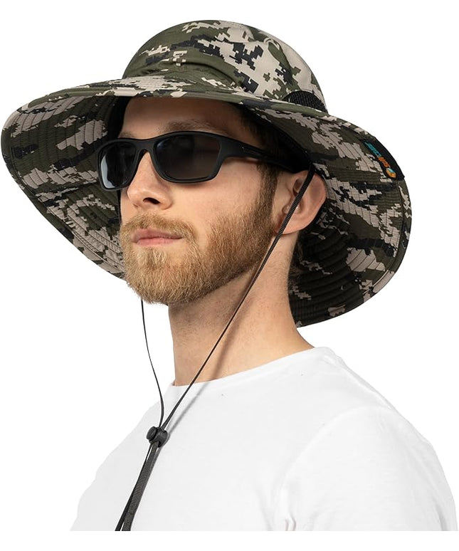 SUN CUBE Wide Brim Sun Hat Men Women, Fishing Hats Sun UV Protection, Mens Hiking Bucket Hat Safari Beach Boonie, UPF 50+