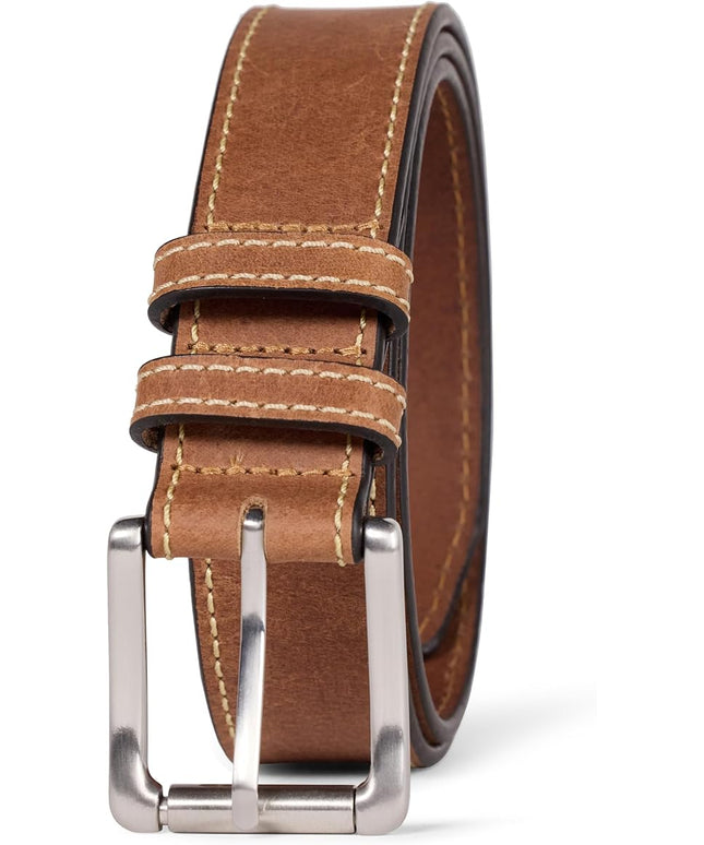 Amazon Essentials mens Stitched Edge Leather Belt