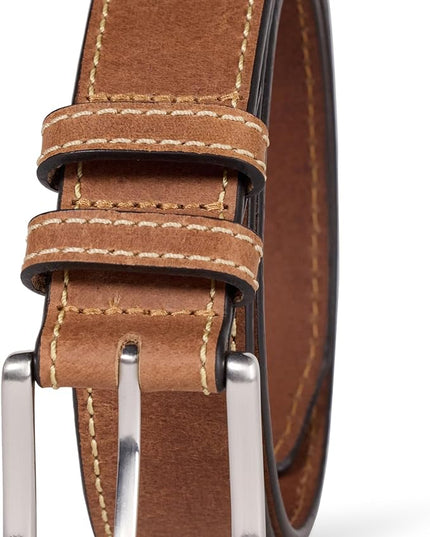 Amazon Essentials mens Stitched Edge Leather Belt