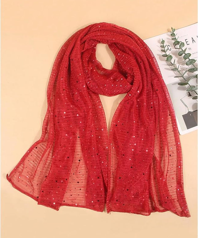 Floerns Women's Sequin Bandana Square Scarf Silk Scarves Mesh Shawl and Wrap for Evening Dresses