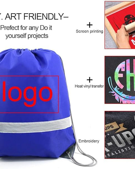 BeeGreen Drawstring Backpack Bags 20,30,50 Packs Reflective String Bags for Gym Sport Trip Cinch Sack DIY for Women Men