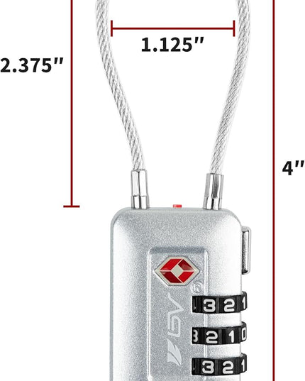 TSA Accepted Luggage Travel Lock, Set-Your-Own Combination Lock for School Gym Locker, Luggage Suitcase Baggage Locks, Filing Cabinets, Toolbox, Case (Silver, 4 Pack)