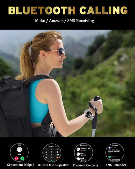 Fitness Smart Watch for Men Women, Bluetooth Calling & 1.8" AMOLED, SpO2/Heart Rate/Sleep Tracker, 100+ Workout Modes, IP67 Waterproof, 7+Day Battery, iPhone Android Compatible (Gray)