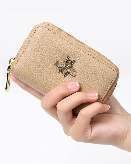 imeetu RFID Credit Card Holder, Small Leather Zipper Card Case Wallet for Women