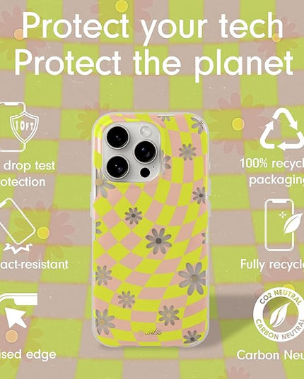 Sonix Protective Phone Case for iPhone 15 Pro | Compatible with Magsafe | 10ft Drop Tested | Checkmate Daisy