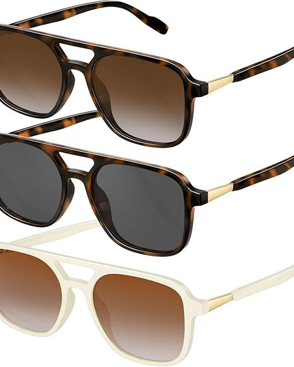Retro Aviator Sunglasses for Women Men:Polarized Trendy Vintage 70s Rectangle Womens Shades Sun Glasses UV Protection