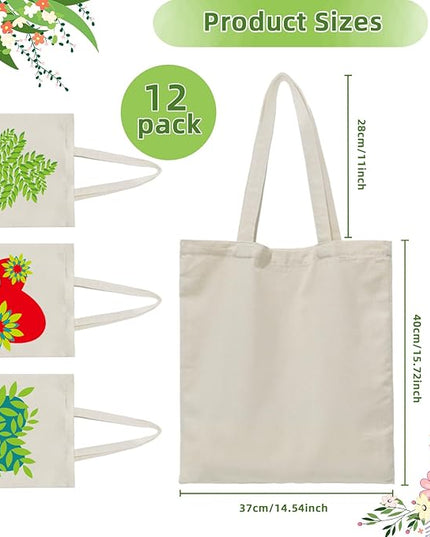 6 I 12 I 24 I 48 Pack Canvas Tote Bags,Reusable Blank Canvas for Shopping Bags,Grocery Bags,DIY Gift Bags