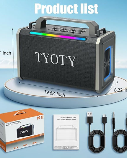 Portable Bluetooth Speaker 80W Loud Wireless Outdoor Stereo Sound Deep Bass IPX5 Waterproof Big Powerful Large Party Speakers with Colorful LED Lights, TWS, EQ, AUX, USB for Home Travel Camping