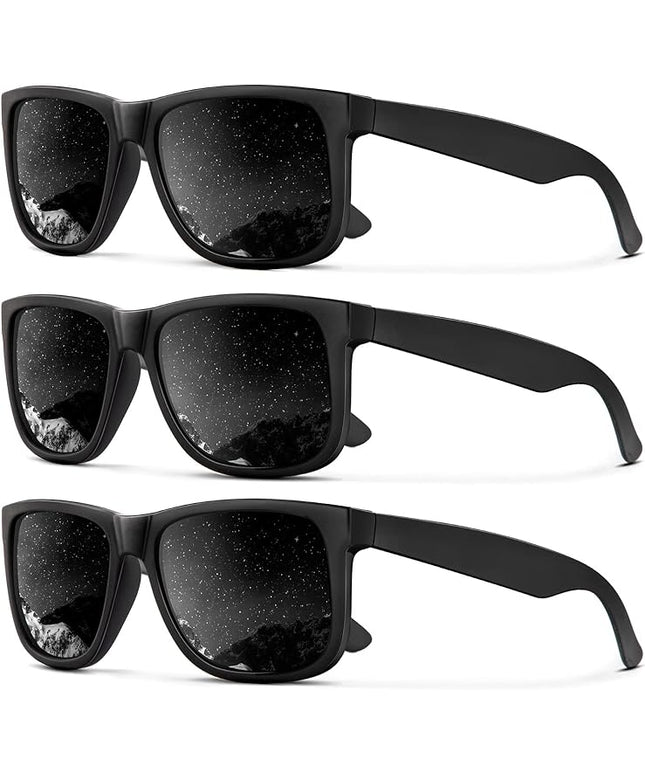 KALIYADI Sunglasses Men Polarized Sun glasses for Mens Womens Classic Matte Black Frame UV Protection 3pack